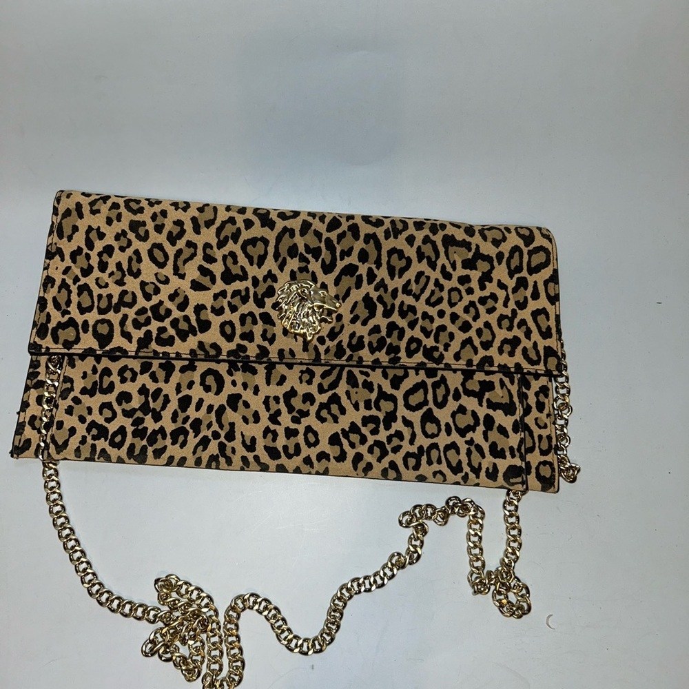 NWOT Bruno Magli  leather envelope style animal print bag